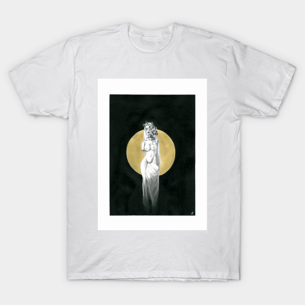 Medusa, naked lady, sexy girl, snake, greek mithology, moon, hollow eyes, greek statue, dark art